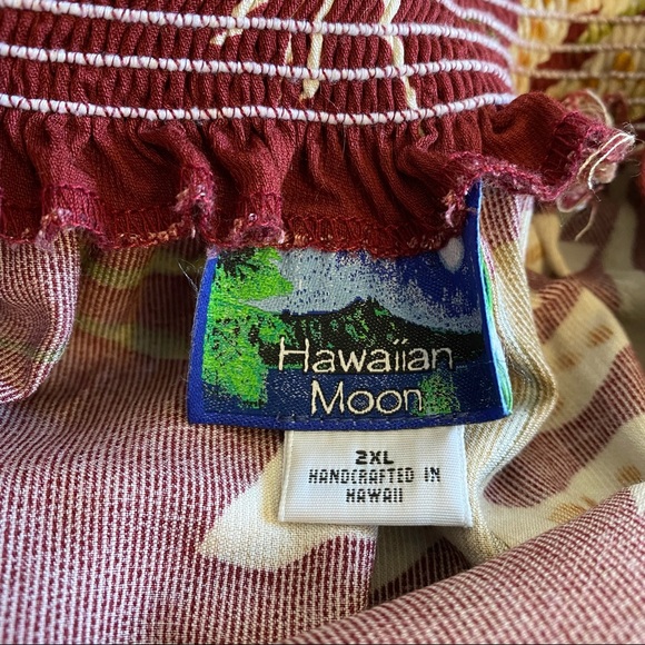 Hawaiian Moon Little Girl Halter Maroon Floral Dress w/ Ruffle Hem- size 2xl - Picture 5 of 6